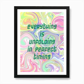 Multicolor Swirly Manifestation Quote Fluid Art Poster Art Print