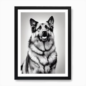 German Shepherd B&W Pencil Dog Art Print