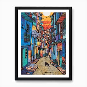 Painting Of Rio De Janeiro With A Cat Drawing 3 Art Print