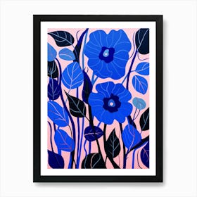 Blue Flower Illustration Morning Glory 5 Art Print