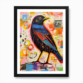 Colourful Bird Painting Blackbird 3 Art Print