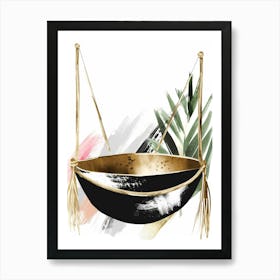 Black And Gold Hanging Basket Art Print