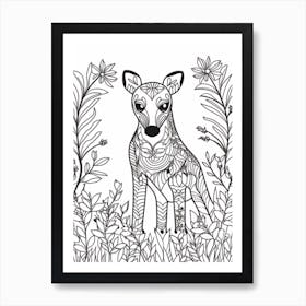 Line Art Jungle Animal Tapir 1 Art Print