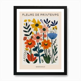 Spring Floral French Poster  Marigold 4 Art Print