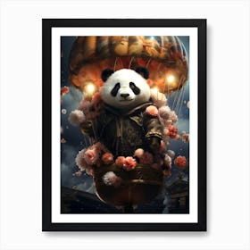 Panda Bear In A Hot Air Balloon Art Print