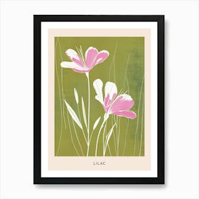 Pink & Green Lilac 3 Flower Poster Art Print
