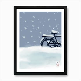 Bicycle In The Snow Art Print