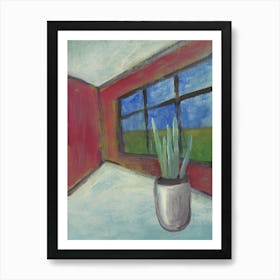 Houseplant In An Orange Room Art Print