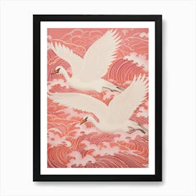 Vintage Japanese Inspired Bird Print Swan 1 Art Print