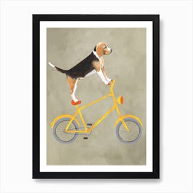 Beagle On Bicycle Art Print