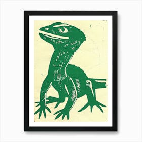 Forest Green Anoles Lizard Bold Block Colour 1 Art Print