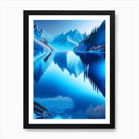 Crystal Clear Blue Lake, Landscapes, Waterscape Holographic 1 Art Print