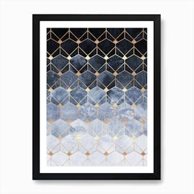 Blue Hexagons And Diamonds Art Print