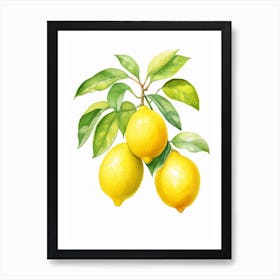 Yellow lemons, watercolor Art Print