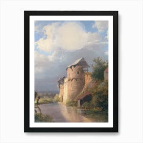 Castle By The River waterclor Art Print