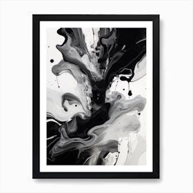 Fluid Dynamics Abstract Black And White 2 Art Print