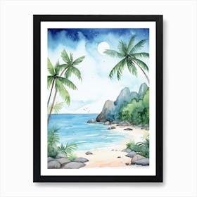 Watercolour Of Anse Source D Argent   La Digue Seychelles 0 Art Print