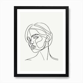 Single Line Woman's Face Monoline Illustration Art Print