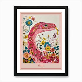 Floral Animal Painting Snake 2 Poster Art Print