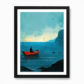 Man In A Boat, Minimalism Art Print