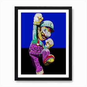 Mario Luigi Typo Style Cartoon Pop Art Art Print