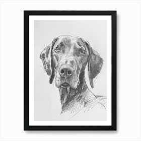 Redbone Hound Dog Charcoal Line 2 Art Print