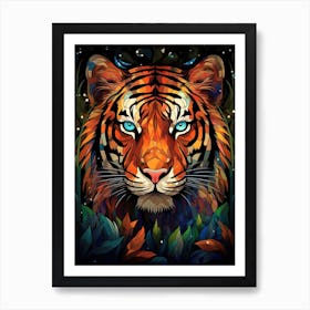 Tiger Art In Stained Glass Art Style 1 Art Print