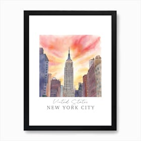 United States, New York City Storybook 3 Travel Poster Watercolour Art Print