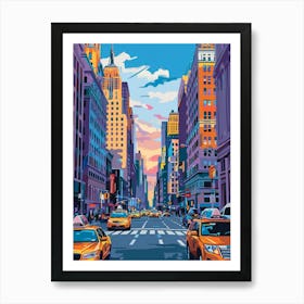 Fifth Avenue New York Colourful Silkscreen Illustration 2 Art Print