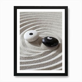 Zen - Black And White Stones Art Print