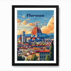 Florence Italy Duomo Digital Travel Illustration Art Print