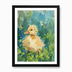 Duckling In Grass Poster