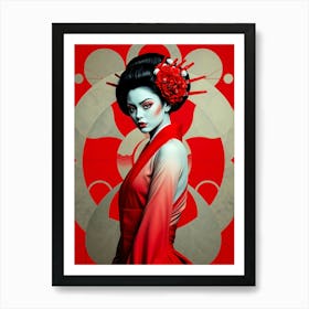 Geisha Red Illustration Art Print