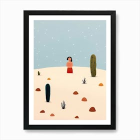 Desert Scene, Tiny People And Illustration 2 Art Print