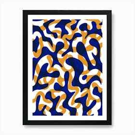 Design Blue and orange Abstract organic shapes Art Print