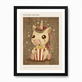 Unicorn Eating Popcorn Mustard Muted Pastels 2 Poster Art Print