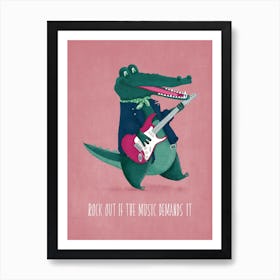 Rock Out Crocodile Electric Guitarist Band Dancing Art Print