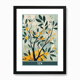 Yew Tree Flat Illustration 8 Poster Art Print