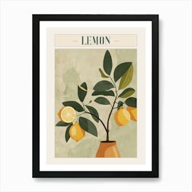 Lemon Tree Minimal Japandi Illustration 3 Poster Art Print