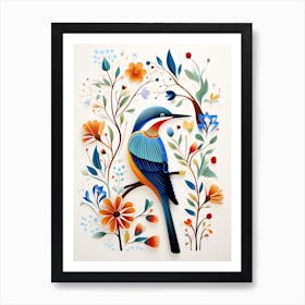 Scandinavian Bird Illustration Kingfisher 1 Art Print