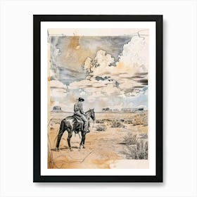 Big Sky Country Cowboy Collage 3 Art Print