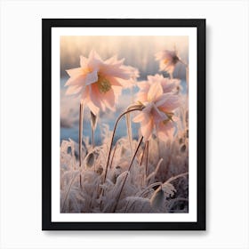 Frosty Botanical Columbine 1 Art Print