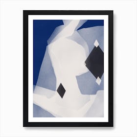 Blue Black And White Abstract Art Print