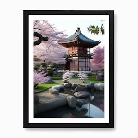 Japanese Garden Realistic Painting Art Print