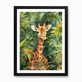 Giraffe In The Jungle Watercolour 2 Art Print