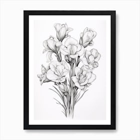 Freesias Flower Vintage Botanical 0 Art Print