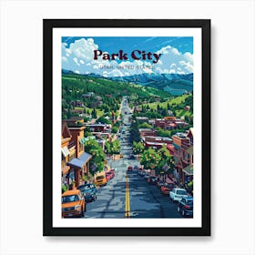 Park City Utah Skiing Art Illustration Poster