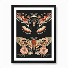 Butterfly Night Symphony William Morris Style 5 Art Print