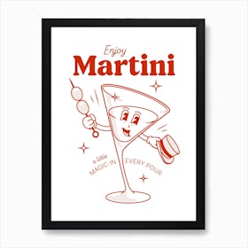 Martini retro cocktail in red Art Print