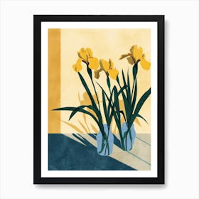 Iris Flowers On A Table   Contemporary Illustration 2 Art Print